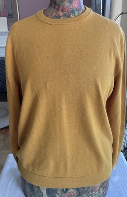 Suéter italiano de lana merino J Crew para hombre talla XL dorado cuello redondo Foto 1 de 4