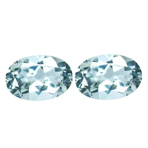 2.55 Ct [2 Pcs Pair] Oval 8.9 x 6.1 MM 100% Natural White Brazil Aquamarine !!! - Picture 1 of 5