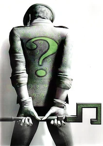 Arkham Asylum RIDDLER blanco y negro con impresión pin up verde DC Batman - Imagen 1 de 1