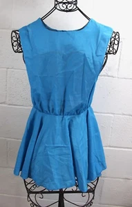JOVONNISTA Ocean Blue Peplum Open Drape Peep Hole Cut Out Back Top Blouse 8 NWT - Picture 1 of 3