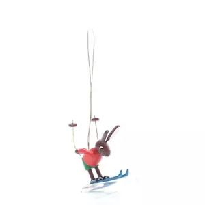 Strauchbehang Hase Skifahrer bunt Höhe 4,5cm NEU Osterdeko Osterhasenfigur - Bild 1 von 2