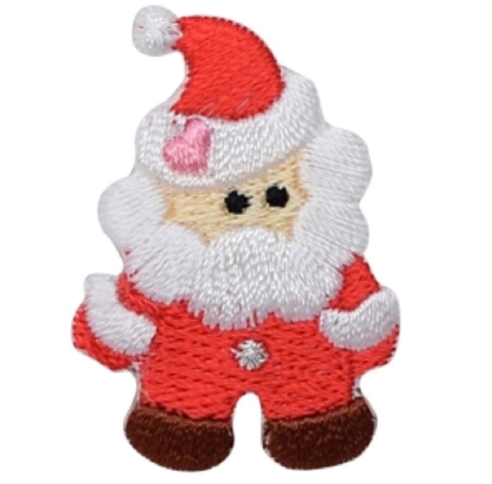 Santa Claus Applique Patch Mini Holiday Christmas Embroidered Badge 1.5" Iron On - Image 1 of 1