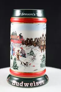Budweiser 1991 The Season's Best Holiday Stein CS455 Clydesdales alto 7" - Foto 1 di 9