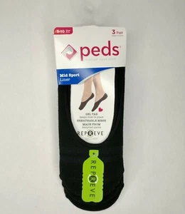 Peds Mid Sport Liner No Show Breathable Socks 3 Pair Women's Size 5 - 10 Black - Picture 1 of 9