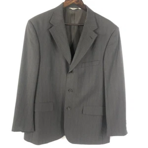 Pronto Uomo Blazer Men 43R Gray Super 100s Wool Striped Jacket Sport Coat - Picture 1 of 12