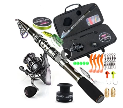 Caña de Pescar Telescópica y Carrete, Kit Completo, con Carrete Gratis - Image 1 of 4