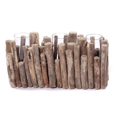 NATUR DEKO 3er Blumenbank "YELA" | Treibholz | Blumen Vase, Tisch Vase - Bild 1 von 4