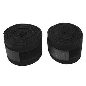 (Black)2pcs Boxing Handwraps Cotton 5m Quick Drying Semi Elastic  MU - Picture 1 of 24