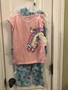 NWT Toddler Size 5T Four Piece Pajama Set Brand Wonder Nation Butterflies Sku WR - Picture 1 of 5