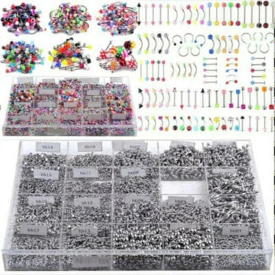 85/105x Bulk Body Piercing Eyebrow Jewelry Belly Tongue Bar Rings Wholesale US - Image 1 of 4