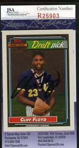 Cliff Floyd Jsa Coa Autographed 1992 Topps Rookie Authentic Hand Signed - Picture 1 of 2