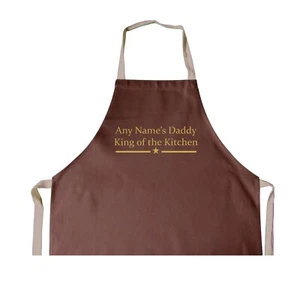 Personalised Any Name's Daddy King Gold BROWN Cotton Apron, Birthday, Christmas - Picture 1 of 1