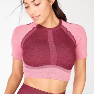 Fabletics Helena Seamless Crop Top Pink Heather Multi Sz M - Picture 1 of 8