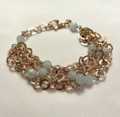 Brazalete de eslabones multicadena aguamarina oro rosa bronceallure Foto 1 de 4