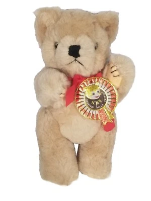 Vintage 8" SHANGHAI DOLLS FACTORY Plush Stuffed Jointed Tan Teddy Bear Toy - Image 1 of 4