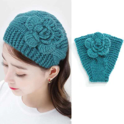Faixa de cabeça de crochê feita à mão flor aquecedor de orelha de inverno turbante selvagem * - Imagem 1 de 4