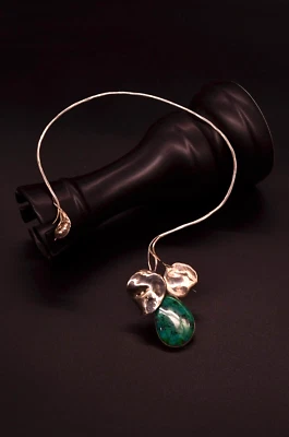 18» 925 пробы большой хризоколла подвеска провода ошейник ожерелье - Изображение 1 из 4