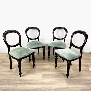 Set di 4 Sedie sala da pranzo antiche in legno di mogano scuro stile 800 inglese - Foto 1 di 14