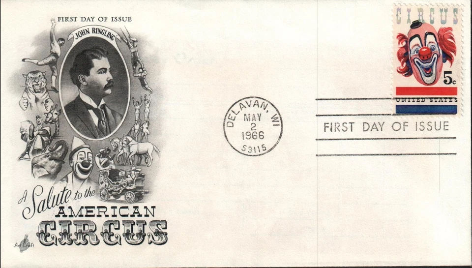 AMERICAN CIRCUS (1309) No Address, 1966, First Day Cover - Image 1 of 1