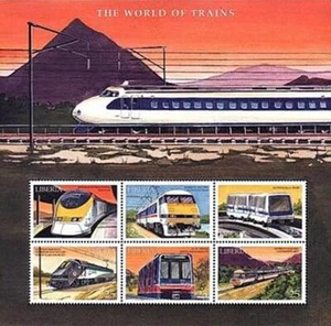 👉 LIBERIA = modern TRAINS M/S MNH RAILROADS, LOCOMOTIVES, TRANSPORT - Picture 1 of 2