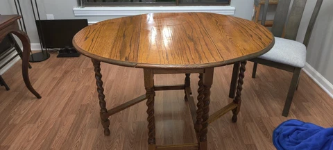English Antique Golden Oak Oval Drop leaf table circa 1900s Cover