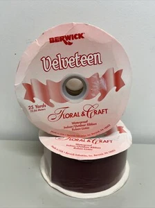 Vtg 2 Rolls BERWICK RIBBON Velveteen Burgundy Waterproof 25 Yrds 2.5" Wide NOS - Picture 1 of 6