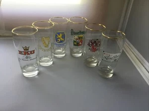 Beer Glass Set of 6 Becks Pilsner Urquell Guinness Tuborg Lowenbrau Munchen Eke - Foto 1 di 4
