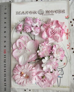 SOFT PINK & WHITE - 12 Flowers 3 Tones 6 Styles = PAPER Flowers 20-55mm HH3 - Picture 1 of 5