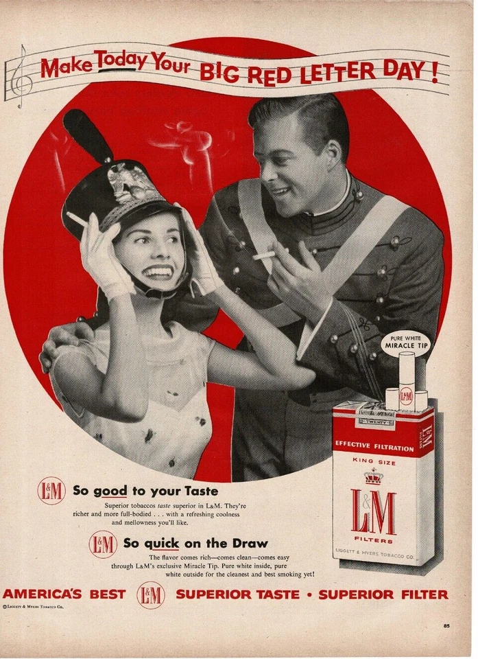 1956 L&M Cigarettes Ejército de los Estados Unidos West Point Cadete Banda Miembro Anuncio Impreso De Colección Foto 1 de 1