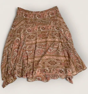 BANDOLINO Muted Pink & Floral Asymmetrical Skirt Size UK 14 US 10 Boho Gypsy - Picture 1 of 9
