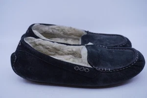UGG Ansley Shoes Women's Sz 11 Suede Moccasin Slippers Indoor/Outdoor Black - Picture 1 of 6