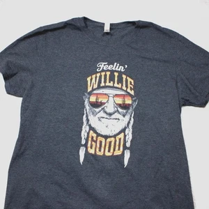 Wille Nelson Shirt Mens Large Gray Country Music Funny USA Feelin Willie Good - Picture 1 of 7