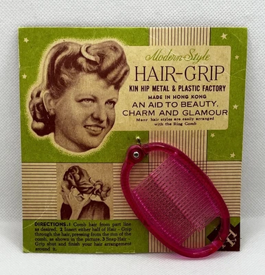 Vintage Retro 1950s Pink 8cm Oval Comb Hair Clip New - Image 1 of 4