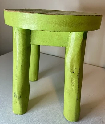 Короткий деревянный табурет 9 1/4 дюйма в высоту искусственно состаренная окрашенная отделка детское сиденье подставка для растений тайский - Изображение 1 из 4