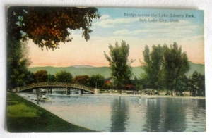 Postal de colección de la década de 1910 de Bridge over the Lake, Liberty Park, Salt Lake City, Utah - Imagen 1 de 2