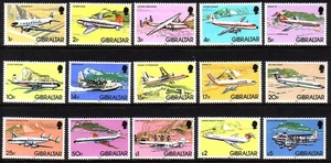 GIBRALTAR MI-NR. 432-446 POSTFRISCH(MINT) FLUGZEUGE 1982 DOUGLAS BOEING FOKKER L - Picture 1 of 1
