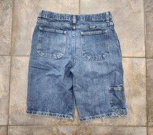 Vintage Y2K Wrangler Boy's 14 Husky 29" Waist Denim Jean Cargo Carpenter Shorts - Picture 1 of 16