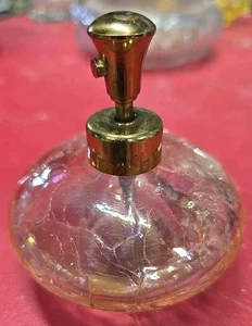 Vintage Pink Crackle Glass Perfume Atomizer Bottle - Picture 1 of 3