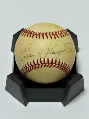 Enos Slaughter Autographed Signed Official National League Baseball Feeney - Image 1 of 2