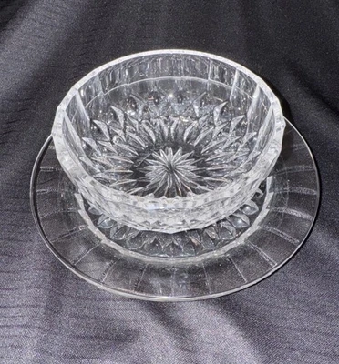 Val St Lambert  "Imperial" cut crystal Bowl & Plate Signed Bread Desert - Image 1 of 4