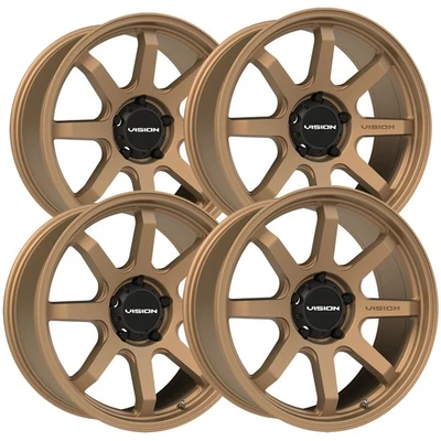 (Set of 4) Vision 351 Flow 16x8 5x4.5" +0mm Bronze Wheels Rims 16" Inch Foto 1 de 4
