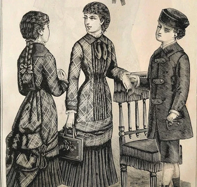 Grabado en madera 1881 moda victoriana para niños para octubre otoño otoño DWQQ19 Foto 1 de 2