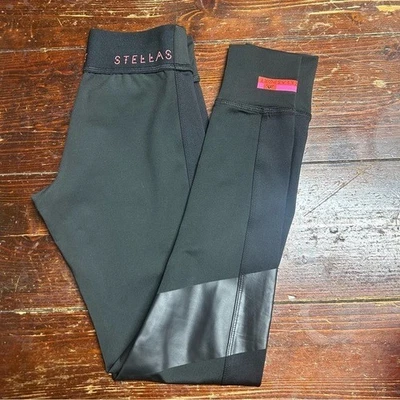 Stella McCartney Adidas Collab Leggings Talla XS Negro con Detalles Rosa Foto 1 de 4