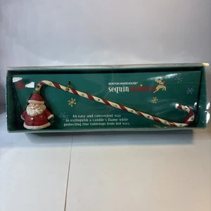 Vtg Boston Warehouse 2002 Christmas Candle Snuffer Santa Claus Candy Cane NIB - Picture 1 of 6