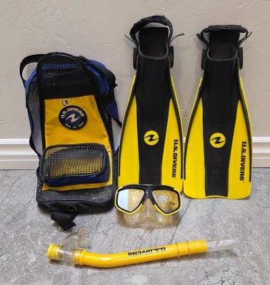 Amarillo Aqua Lung Us Diver Junior Snorkel Set (Talla Aleta XL), Máscara Niños Jóvenes Foto 1 de 4