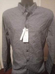 Neu Denim & Blumen Popeline Slim Fit Langarm Button Down Hemd Herren XL schwarz - Bild 1 von 11