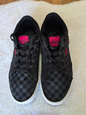 Vans Authentic Black Gray Check Canvas Size 6 Youth EUC - Image 1 of 4