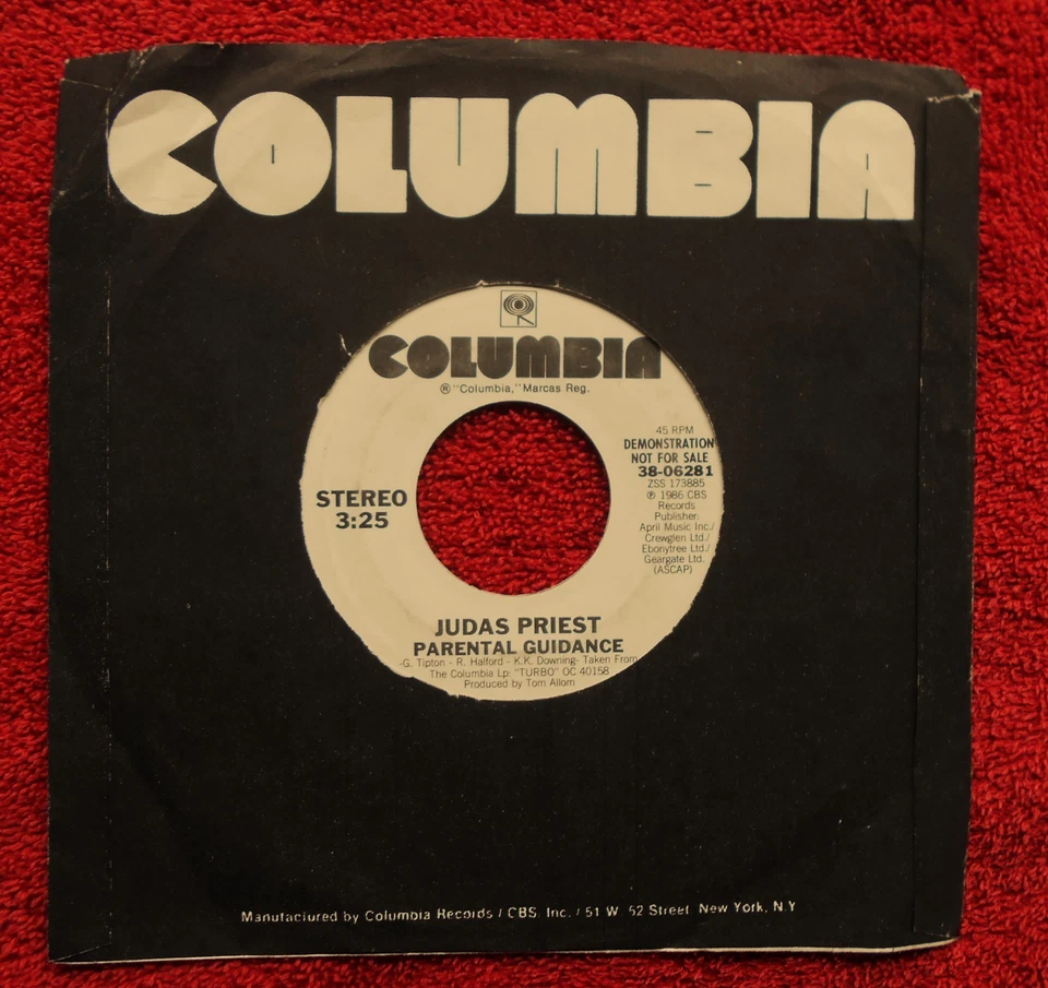 JUDAS PRIEST     PARENTAL GUIDANCE     1986 PROMO 45 WITH FACTORY SLEEVE Foto 1 de 1