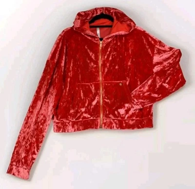 Sudadera con Capucha Fabletics Para Mujer Grande Rosa Rojo Terciopelo Aplastado Terciopelo Cremallera Con Capucha Foto 1 de 4