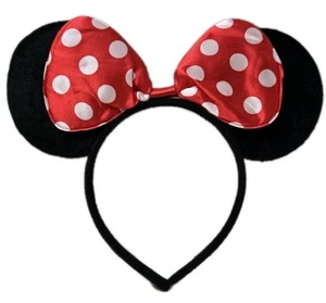 Minnie Maus Ohren Samt Stirnband mit Poka Dot Schleife Original Disney - Bild 1 von 4